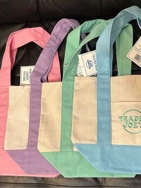 Pastel Canvas Tote Bag - Blue (with Pocket)